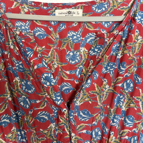 Natural Life Bella Red Blue Floral Maxi Dress Women’s Large Cottagecore Bohemian - Picture 4 of 14